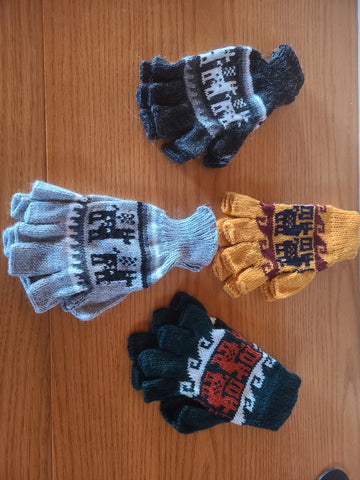 Fingerless Alpaca Gloves w/Alpaca Motif